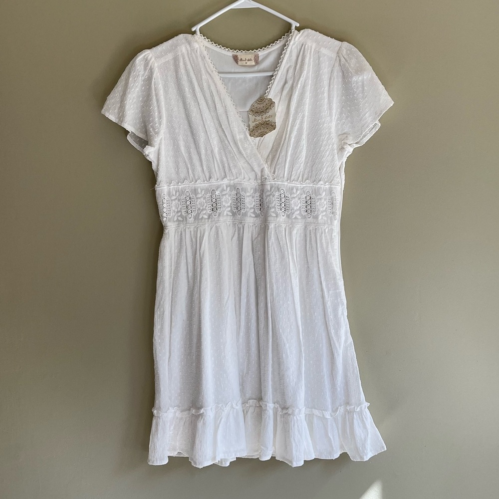 White Lace Altard State Short Sleeve Dress